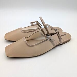 Abound Raven Mule Shoes Square Toe Women's Beige Sand Size US10M EU40.5